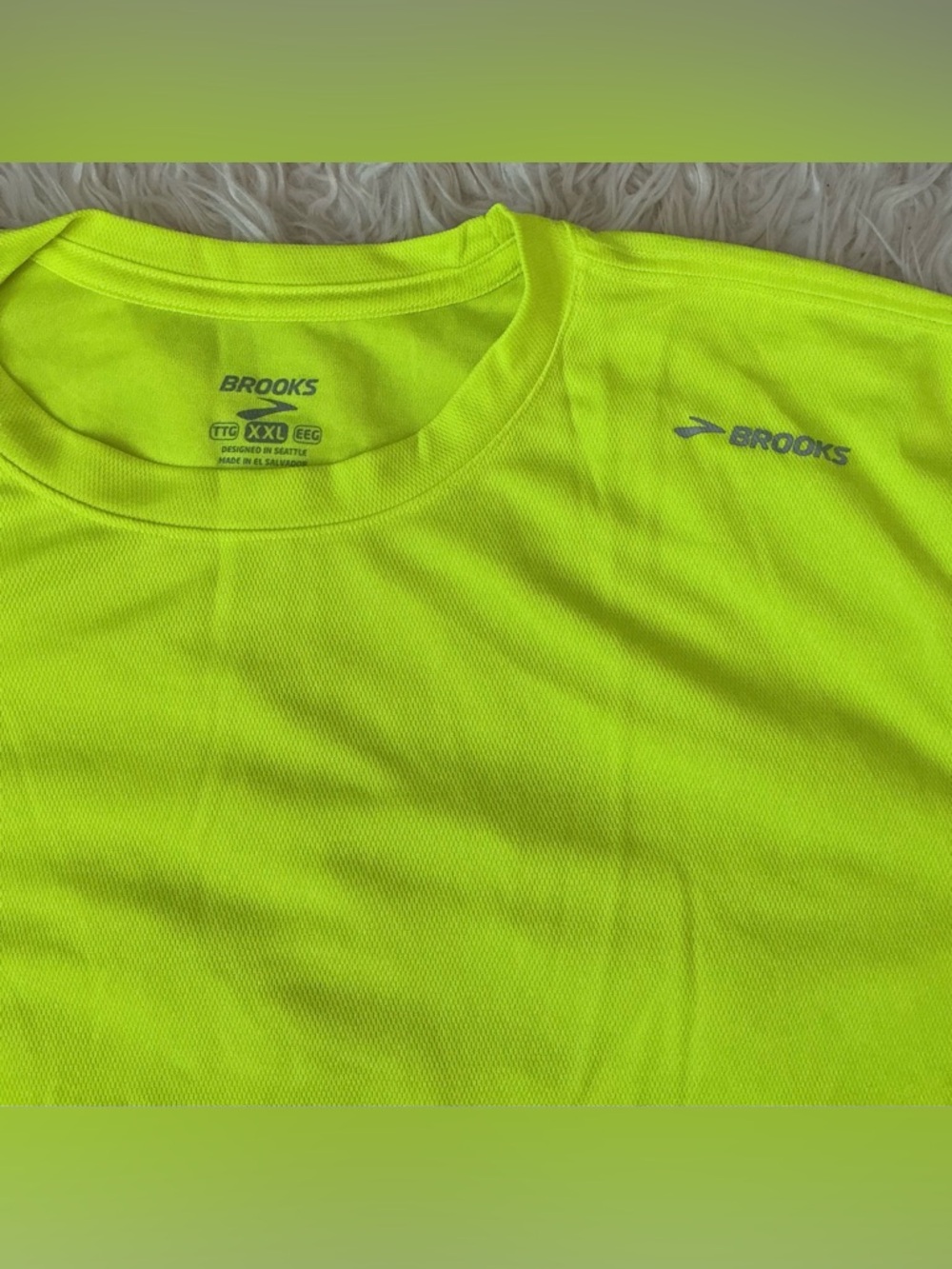 Brooks Neon Yellow Performance Tee - Picture 2 of 3